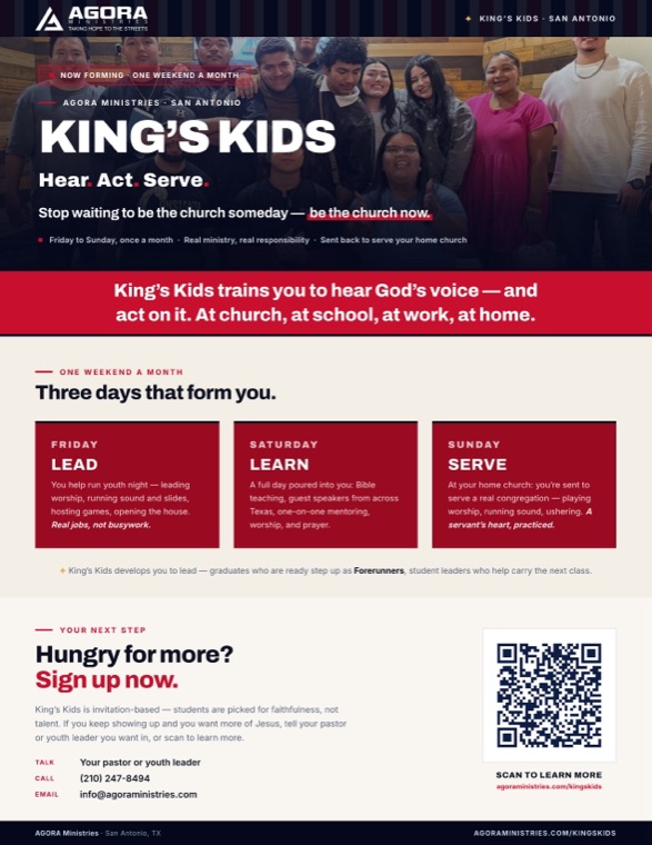 Volante de una página de King's Kids