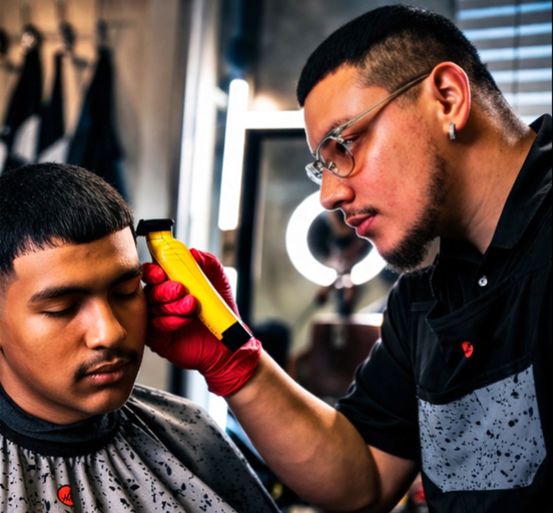 AGORA barber student cutting hair